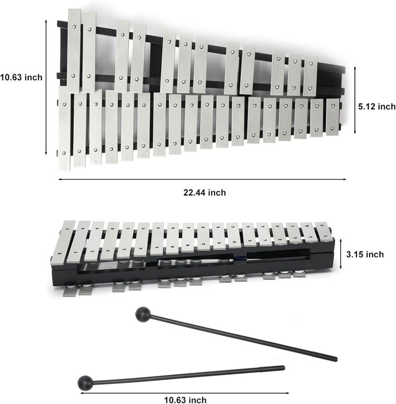Lfhelper Foldable 30 Notes Glockenspiel Percussion Bell Kit with 2 Mallets, Shoulder Strap, Carrying Bag, for Kids, Students, Adults - Image 4